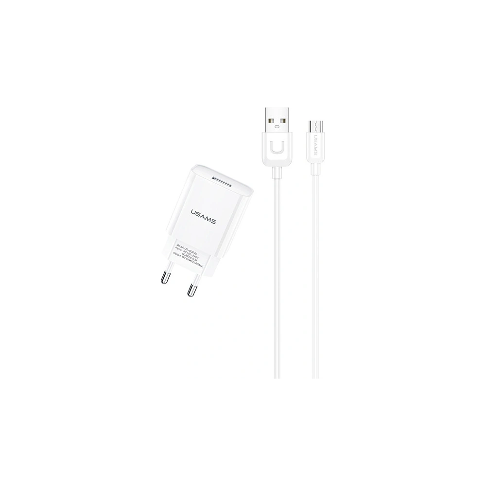 Hurtownia GSM - Ładowarka sieciowa USAMS T21 1xUSB micro USB biały/white 2,1A Fast Charging T21OCMC01 - USA522WHT - {ean13} - Hurt