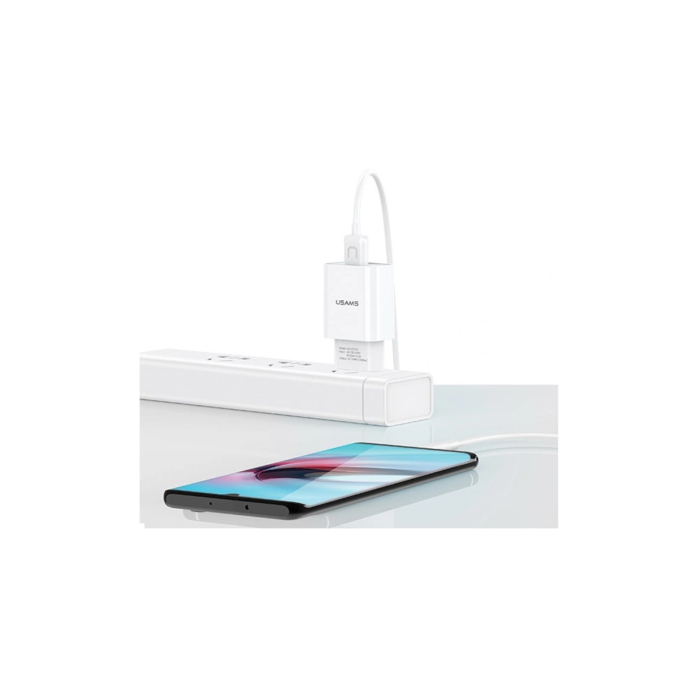 Hurtownia GSM - Ładowarka sieciowa USAMS T21 1xUSB micro USB biały/white 2,1A Fast Charging T21OCMC01 - USA522WHT - {ean13} - Hurt