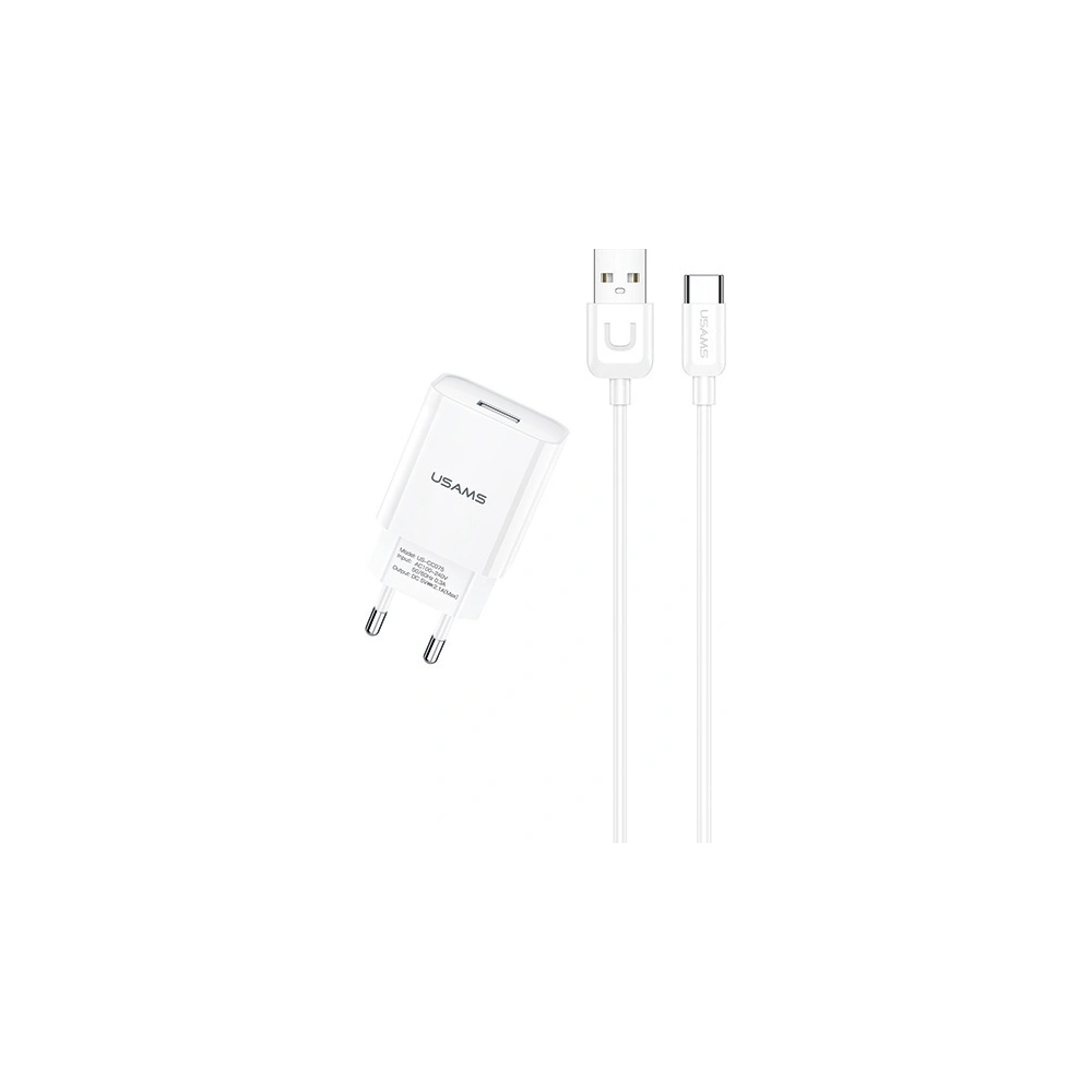 Hurtownia GSM - Ładowarka sieciowa USAMS T21 1xUSB USB-C biały/white 2,1A Fast Charging T21OCTC01 - USA523WHT - {ean13} - Hurt