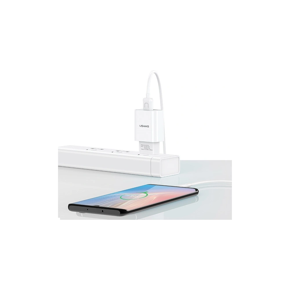 Hurtownia GSM - Ładowarka sieciowa USAMS T21 1xUSB USB-C biały/white 2,1A Fast Charging T21OCTC01 - USA523WHT - {ean13} - Hurt