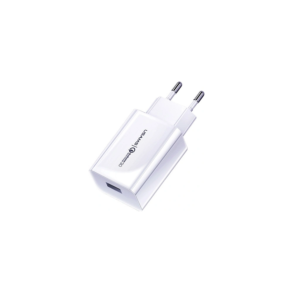 Hurtownia GSM - Ładowarka sieciowa USAMS T22 1xUSB 18W 3A QC3.0 Fast Charging biały/white CC83TC01 - USA524WHT - {ean13} - Hurt