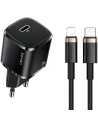 Nabíječka USAMS T36 mini 1xUSB-C 20W + kabel USB-C-Lightning černá/black PD3.0 rychlé nabíjení XFKXLOGTL01