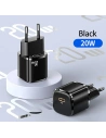 Wholesale USAMS Wall Charger 1xUSB-C T36 mini 20W + cable USB-C-Lightning black PD3.0 Fast Charging XFKXLOGTL01 (US-CC124+US-SJ484) - USA529BLK - {ean13} - Hurt