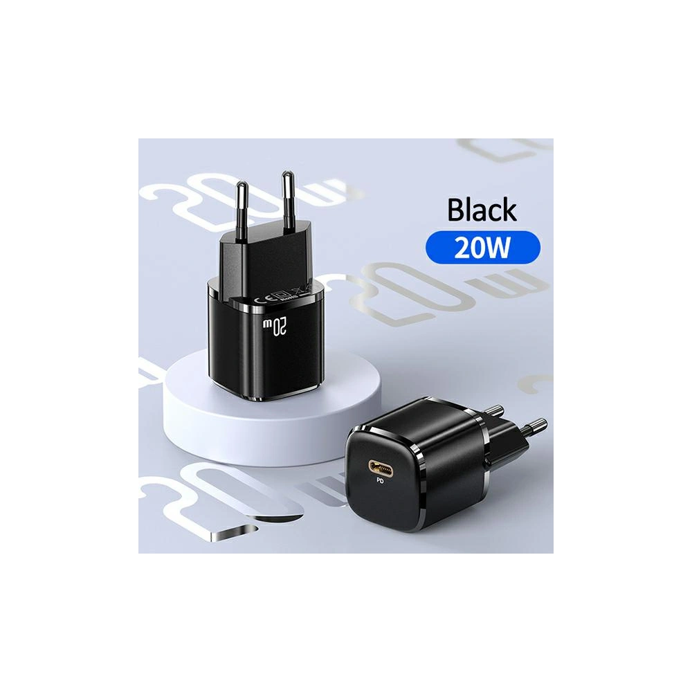 Wholesale USAMS Wall Charger 1xUSB-C T36 mini 20W + cable USB-C-Lightning black PD3.0 Fast Charging XFKXLOGTL01 (US-CC124+US-SJ484) - USA529BLK - {ean13} - Hurt