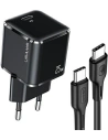 Ładowarka sieciowa USAMS T42 mini 1xUSB-C 25W Super SI PD3.0 Fast Charging +kabel U43 USB-C/USB-C czarny/black YJXLOGTC01