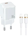 USAMS Wall Charger 1xUSB-C T45 30W PD3.0 +QC3.0 Fast Charging + cable U63 USB-C/Lightning white UXTZH02 (USAMS-UX)