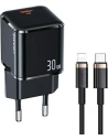 Ładowarka sieciowa USAMS T45 1xUSB-C 30W PD3.0 +QC3.0 Fast Charging +kabel U63 USB-C/Lightning czarny/black UXTZH01