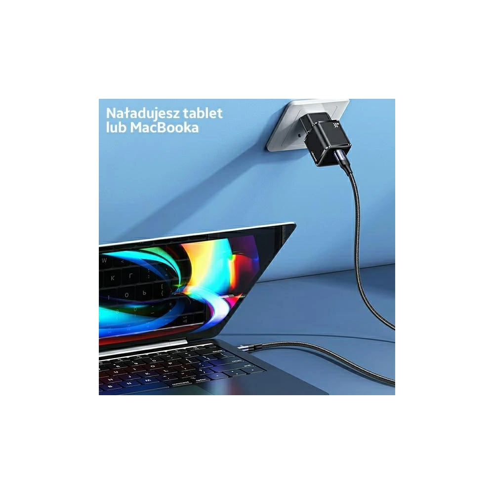 Hurtownia GSM - Síťová nabíječka USAMS T45 1xUSB-C 30W PD3.0 +QC3.0 Rychlé nabíjení +kabel U63 USB-C/Lightning černý/black UXTZH01 - USA537BLK - {ean13} - Hurt