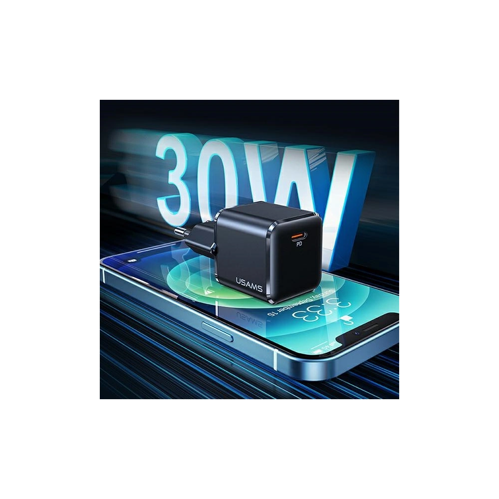 Hurtownia GSM - Ładowarka sieciowa USAMS T45 mini 1xUSB-C 30W PD3.0 Fast Charging czarny/black CC148TC01 - USA539BLK - {ean13} - Hurt