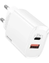 Ładowarka sieciowa USAMS T35 1xUSB-C+1xUSB 20W PD3.0 +QC3.0 Fast Charging biały/white CC121TC01