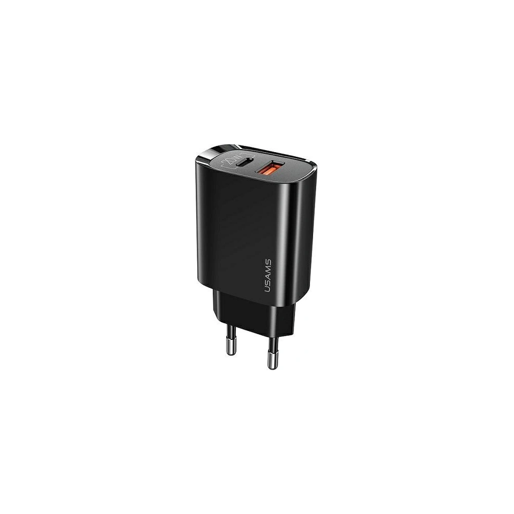 Hurtownia GSM - Síťová nabíječka USAMS T35 1xUSB-C+1xUSB 20W PD3.0 +QC3.0 Rychlé nabíjení černá/black CC121TC02 - USA541BLK - {ean13} - Hurt