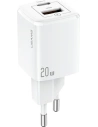 Síťová nabíječka USAMS T37 1xUSB-C+1xUSB 20W Super SI PD3.0 +QC3.0 Rychlé nabíjení bílá/white CC128TC02