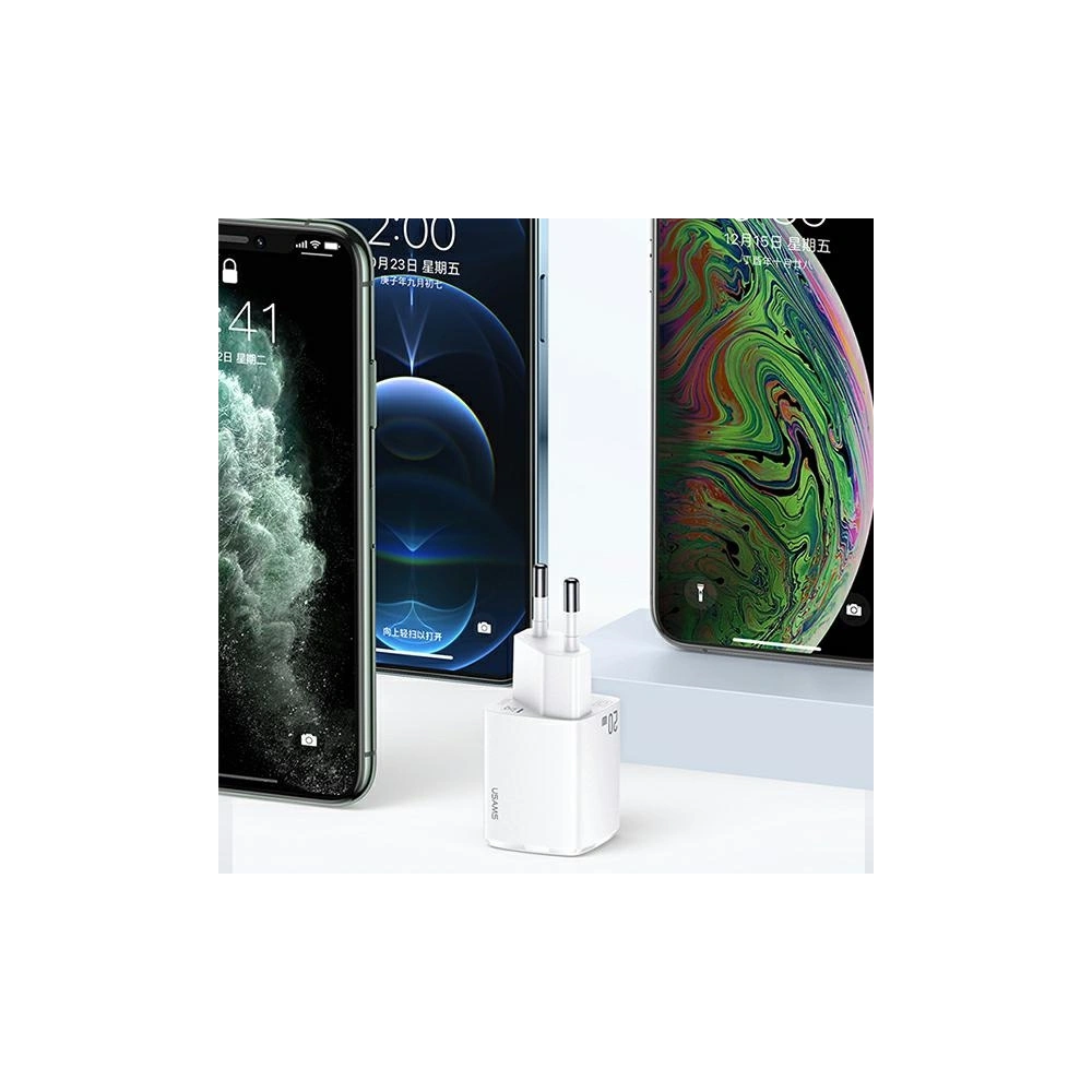 Hurtownia GSM - Síťová nabíječka USAMS T37 1xUSB-C+1xUSB 20W Super SI PD3.0 +QC3.0 Rychlé nabíjení bílá/white CC128TC02 - USA542WHT - {ean13} - Hurt
