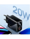 Hurtownia GSM - Síťová nabíječka USAMS T40 1xUSB-C+1xUSB 20W LED PD3.0 +QC3.0 Rychlé nabíjení černá/black CC133TC01 - USA543BLK - {ean13} - Hurt