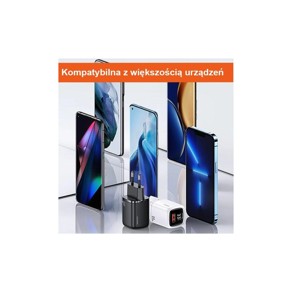 Hurtownia GSM - Síťová nabíječka USAMS T46 1xUSB-C+1xUSB 33W PD3.0 +QC3.0 Rychlé nabíjení černá/black CC152TC01 - USA547BLK - {ean13} - Hurt