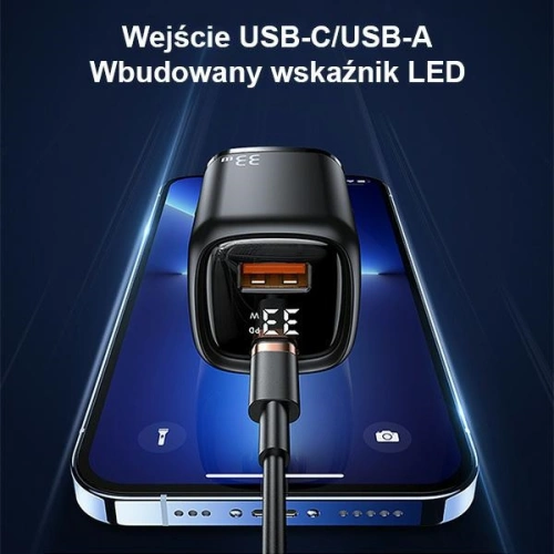 Ładowarka sieciowa USAMS T46 1xUSB-C+1xUSB 33W PD3.0 +QC3.0 Fast Charging czarny/black CC152TC01
