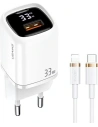 Ładowarka sieciowa USAMS T46 1xUSB-C+1xUSB 33W PD3.0 +QC3.0 Fast Charging +kabel U63 USB-C/Lightning biały/white UDTZ02