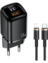 Síťová nabíječka USAMS T46 1xUSB-C+1xUSB 33W PD3.0 +QC3.0 rychlé nabíjení +kabel U63 USB-C/Lightning černý/black UDTZ01