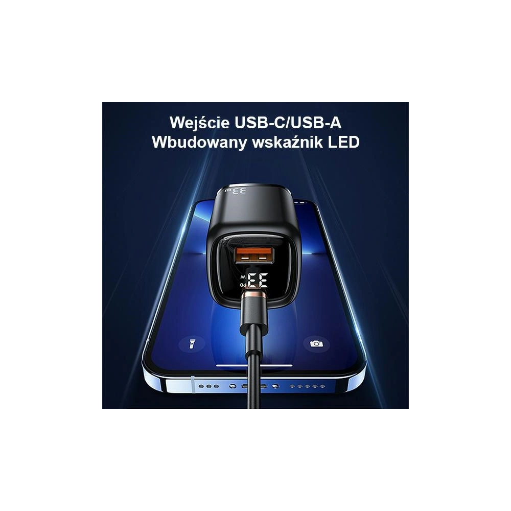 Hurtownia GSM - Síťová nabíječka USAMS T46 1xUSB-C+1xUSB 33W PD3.0 +QC3.0 rychlé nabíjení +kabel U63 USB-C/Lightning černý/black UDTZ01 - USA549BLK - {ean13} - Hurt