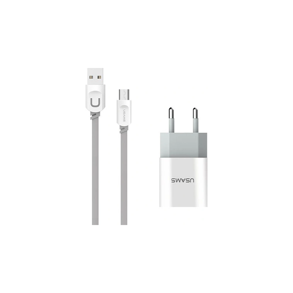 Hurtownia GSM - Síťová nabíječka USAMS J-TU Series 2xUSB 2,4A micro USB bílá/bílá MICCUJT01 - USA552WHT - {ean13} - Hurt