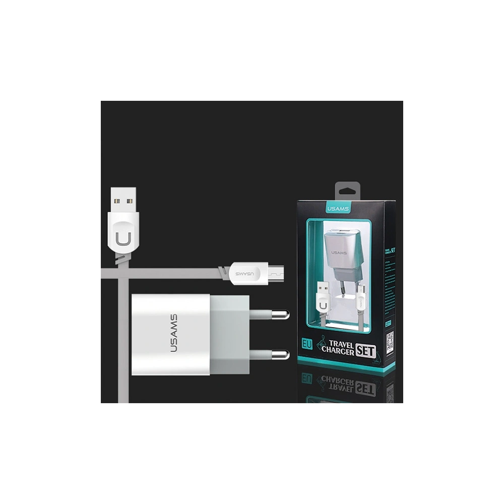 Hurtownia GSM - Síťová nabíječka USAMS J-TU Series 2xUSB 2,4A micro USB bílá/bílá MICCUJT01 - USA552WHT - {ean13} - Hurt