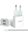 Nabíječka USAMS J-TU Series 2xUSB 2,4A USB-C bílá/white TCCUJT01