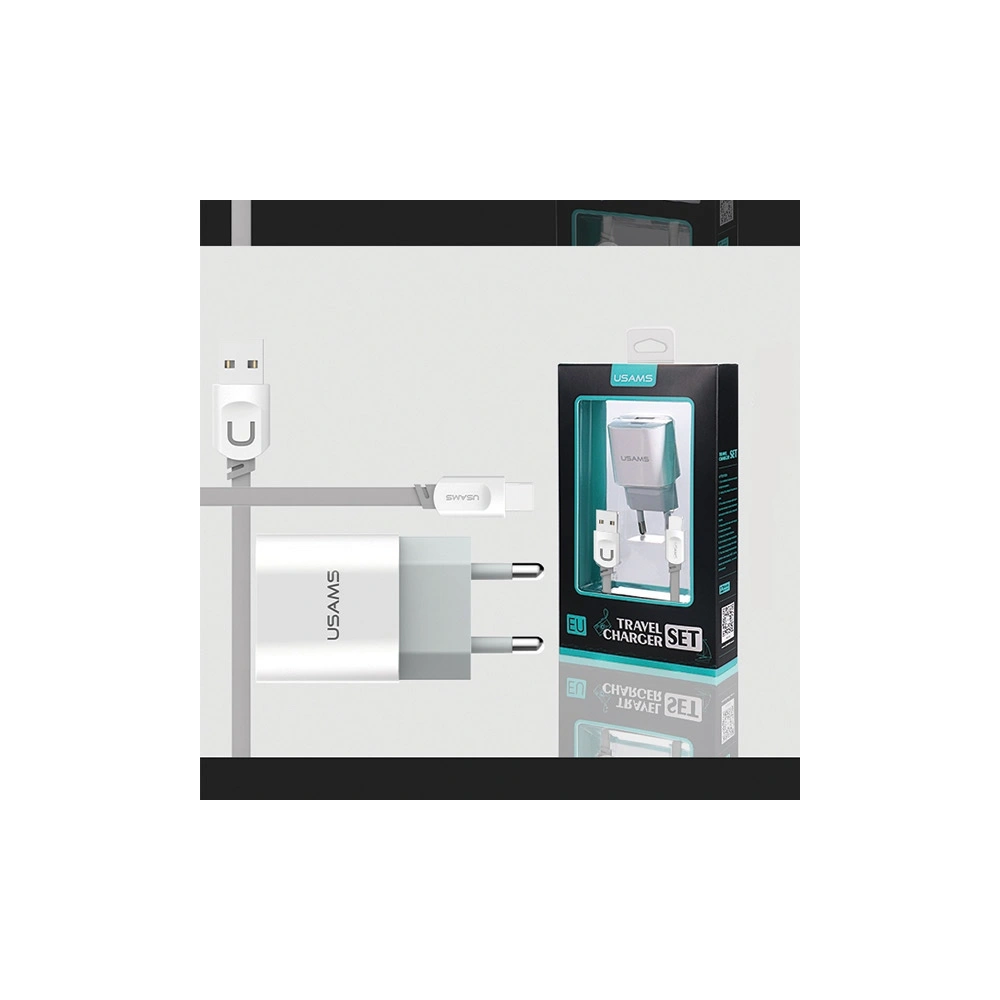 Hurtownia GSM - Ładowarka sieciowa USAMS J-TU Series 2xUSB 2,4A USB-C biały/white TCCUJT01 - USA553WHT - {ean13} - Hurt