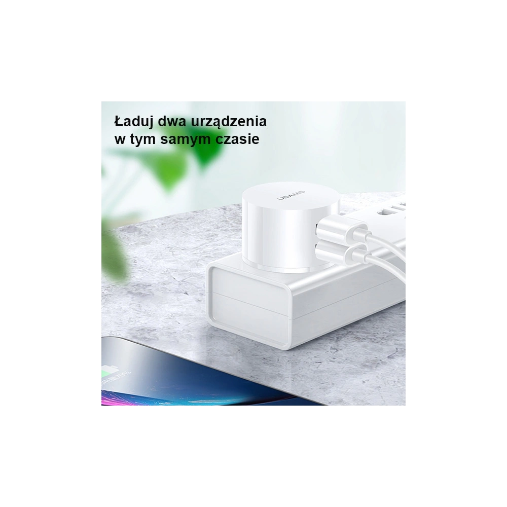 Hurtownia GSM - Nabíječka USAMS T20 2xUSB 2,1A 3w1 (lightning+microUSB+USB-C) bílá/white round Fast Charging XTXLOGT203101 - USA555WHT - {ean13} - Hurt