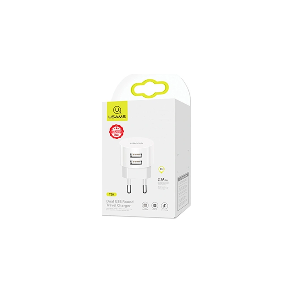 Hurtownia GSM - Ładowarka sieciowa USAMS T20 2xUSB 2,1A round biały/white Fast Charging CC80TC01 - USA558WHT - {ean13} - Hurt