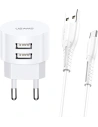 Síťová nabíječka USAMS T20 2xUSB 2,1A USB-C bílá/kulatá Rychlé nabíjení XTXLOGT18TC05