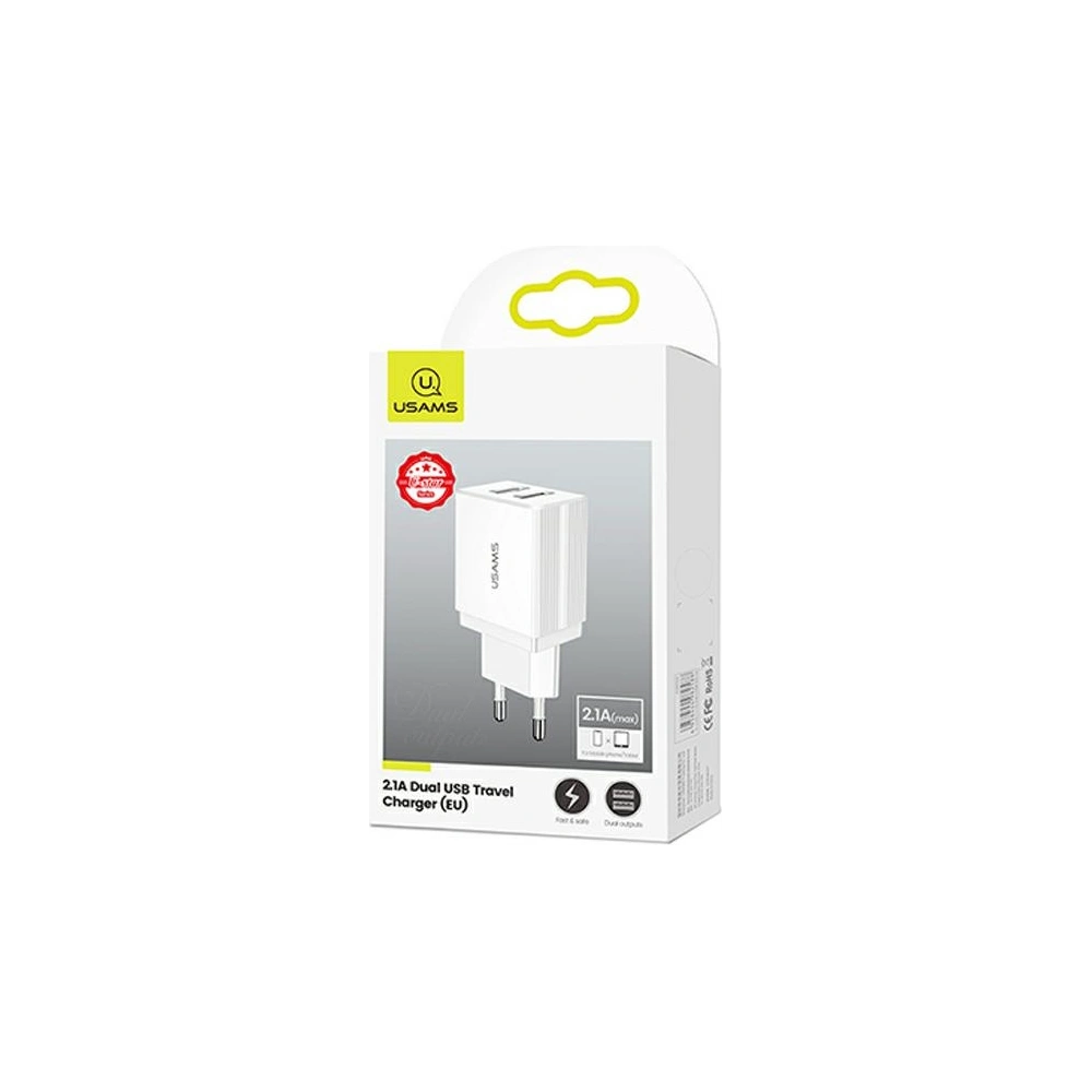 Hurtownia GSM - Ładowarka sieciowa USAMS T24 2xUSB 2,1A biały/white CC90TC01 - USA560WHT - {ean13} - Hurt