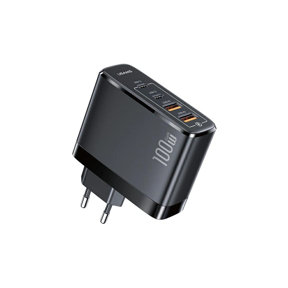 Hurtownia GSM - Ładowarka sieciowa USAMS T44 2xUSB-C+2xUSB 100W PD3.0 +QC3.0 Fast Charging czarny/black CC145TC01 - USA561BLK - {ean13} - Hurt