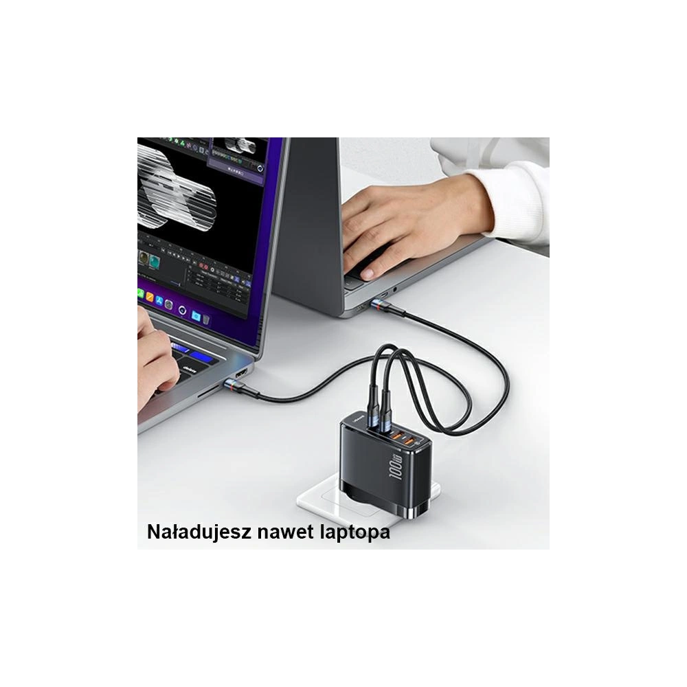 Hurtownia GSM - Ładowarka sieciowa USAMS T44 2xUSB-C+2xUSB 100W PD3.0 +QC3.0 Fast Charging czarny/black CC145TC01 - USA561BLK - {ean13} - Hurt