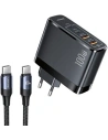 Ładowarka sieciowa USAMS T44 2xUSB-C+2xUSB 100W PD3.0 +QC3.0 Fast Charging + kabel U71 USB-C na USB-C czarny/black UCTZ01