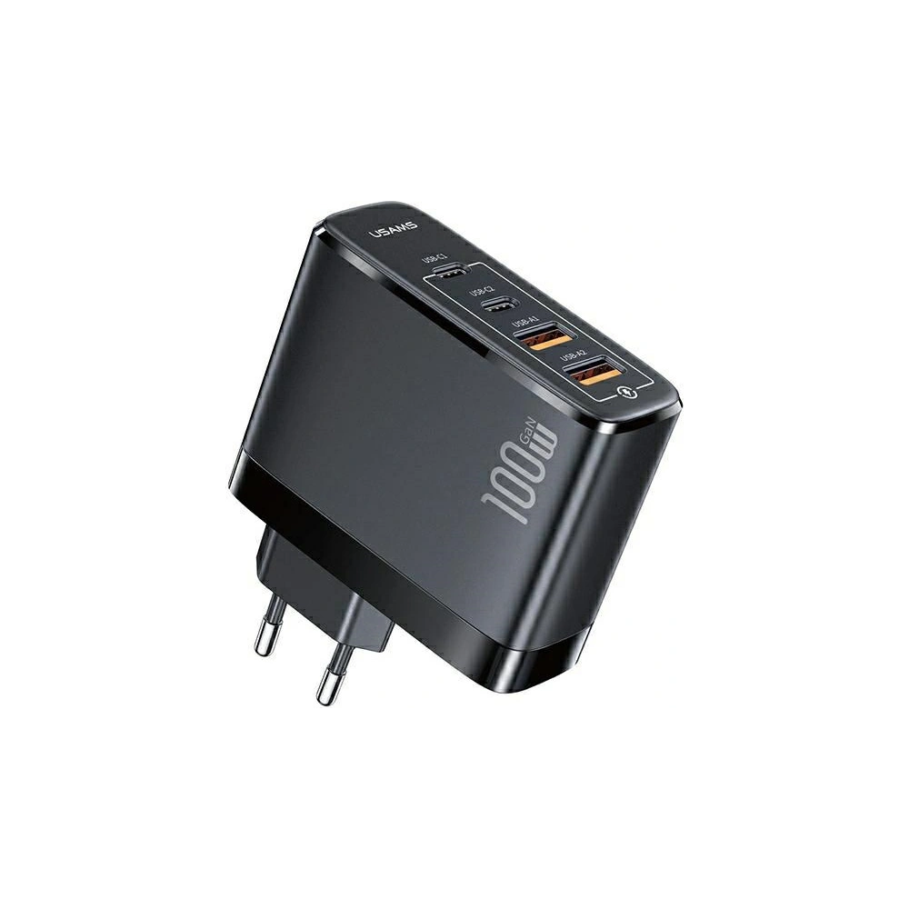 Hurtownia GSM - Ładowarka sieciowa USAMS T44 2xUSB-C+2xUSB 100W PD3.0 +QC3.0 Fast Charging + kabel U71 USB-C na USB-C czarny/black UCTZ01 - USA562BLK - {ean13} - Hurt