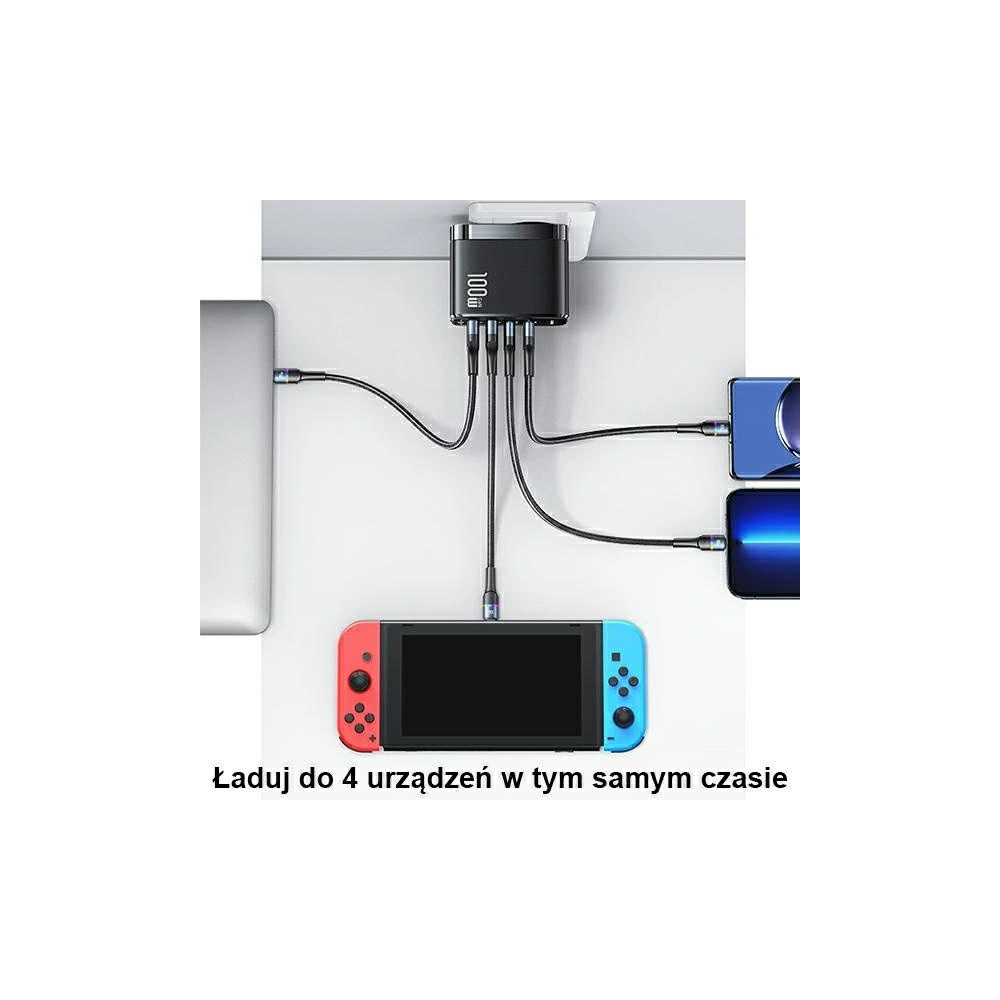 Hurtownia GSM - Ładowarka sieciowa USAMS T44 2xUSB-C+2xUSB 100W PD3.0 +QC3.0 Fast Charging + kabel U71 USB-C na USB-C czarny/black UCTZ01 - USA562BLK - {ean13} - Hurt