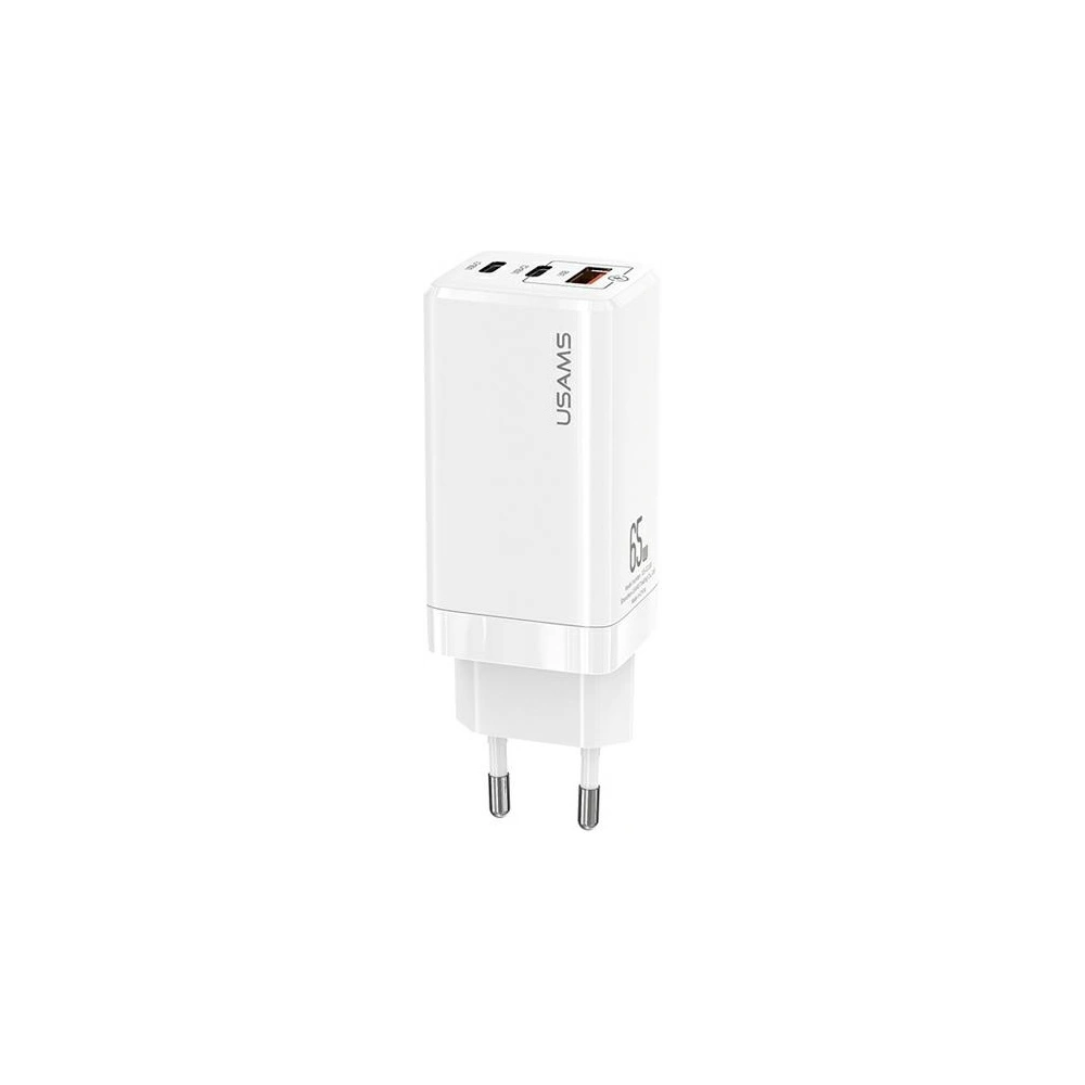 Hurtownia GSM - Ładowarka sieciowa USAMS MT T33 2xUSB-C+USB GaN 65W PD Fast Charging biały/white CC110TC02 - USA563WHT - {ean13} - Hurt