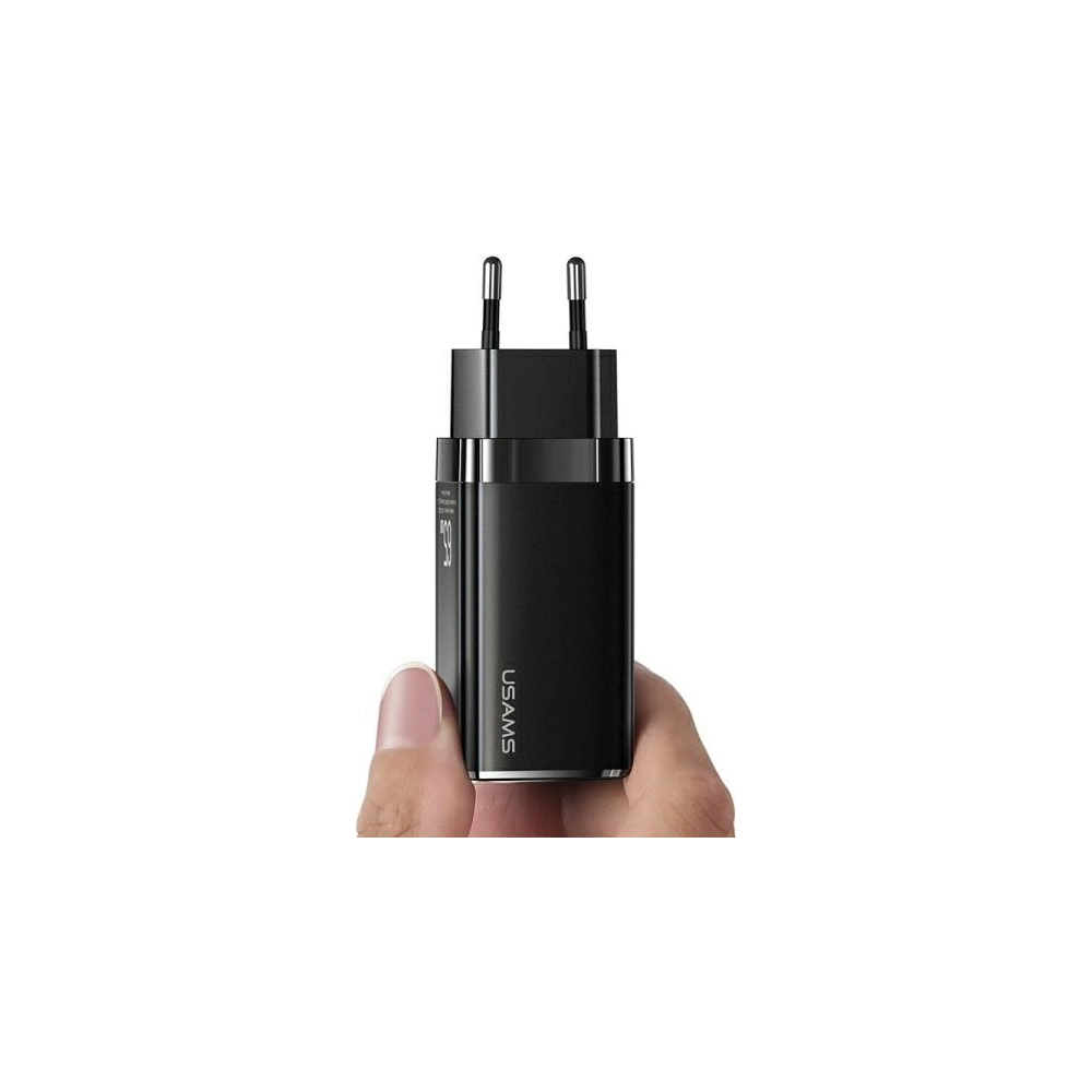 Hurtownia GSM - Síťová nabíječka USAMS MT T33 2xUSB-C+USB GaN 65W PD Rychlé nabíjení černá/black CC110TC01 - USA564BLK - {ean13} - Hurt