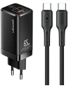 Ładowarka sieciowa USAMS MT T33 2xUSB-C+USB GaN 65W PD + kabel USB-C-USB-C 100W Fast Charging czarny/black MTXLOGTC01