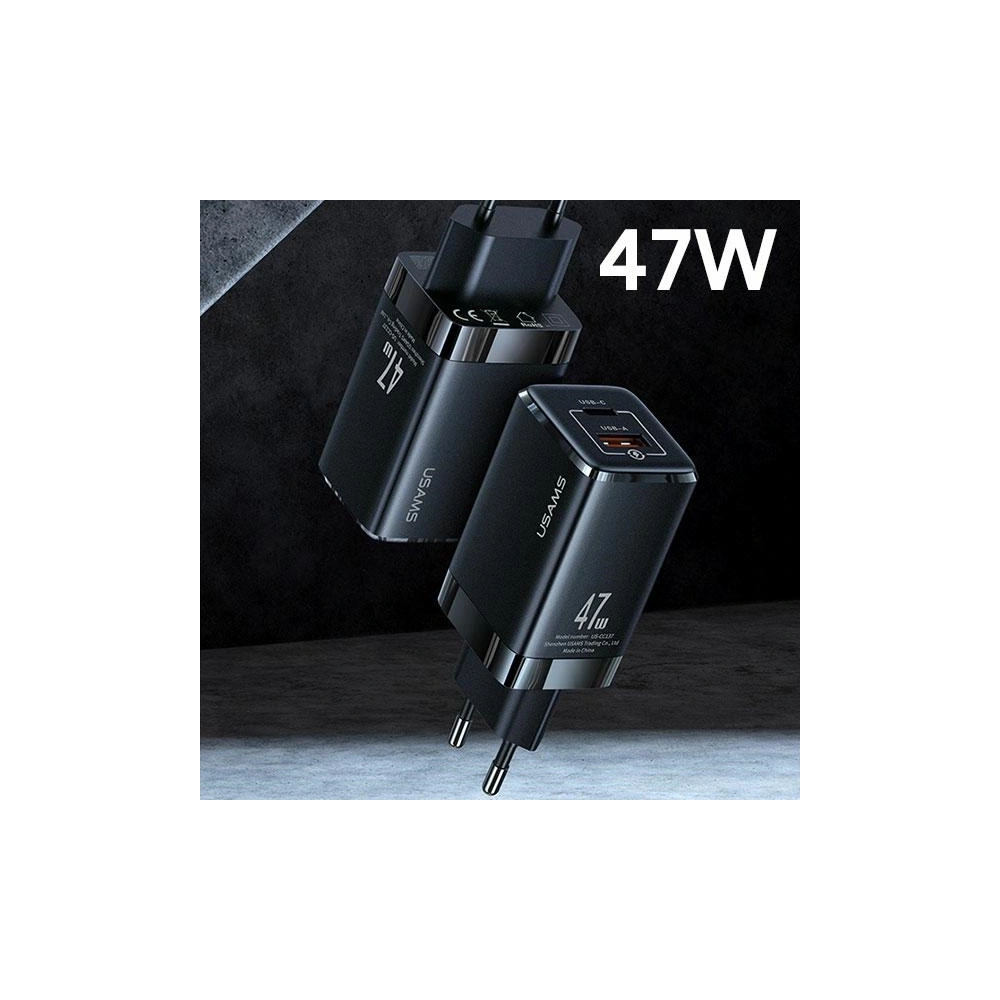 Wholesale USAMS Wall Charger T41 USB-C+USB GaN 47W PD+QC Fast Charging white CC137TC02 (US-CC137) - USA569WHT - {ean13} - Hurt