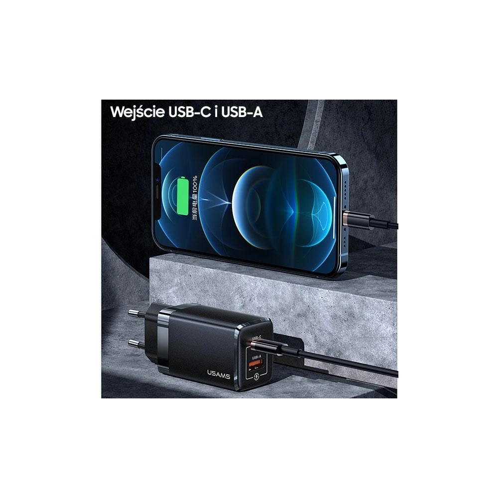 Wholesale USAMS Wall Charger T41 USB-C+USB GaN 47W PD+QC Fast Charging white CC137TC02 (US-CC137) - USA569WHT - {ean13} - Hurt