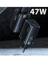 Hurtownia GSM - Ładowarka sieciowa USAMS T41 USB-C+USB GaN 47W PD+QC Fast Charging czarny/black CC137TC01 - USA570BLK - {ean13} - Hurt