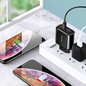 Ładowarka sieciowa USAMS T23 USB+USB-C 18W 3,2A QC3.0+PD3.0 Fast Charging czarny/black CC85TC01