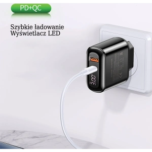 Ładowarka sieciowa USAMS T23 USB+USB-C 18W 3,2A QC3.0+PD3.0 Fast Charging czarny/black CC85TC01