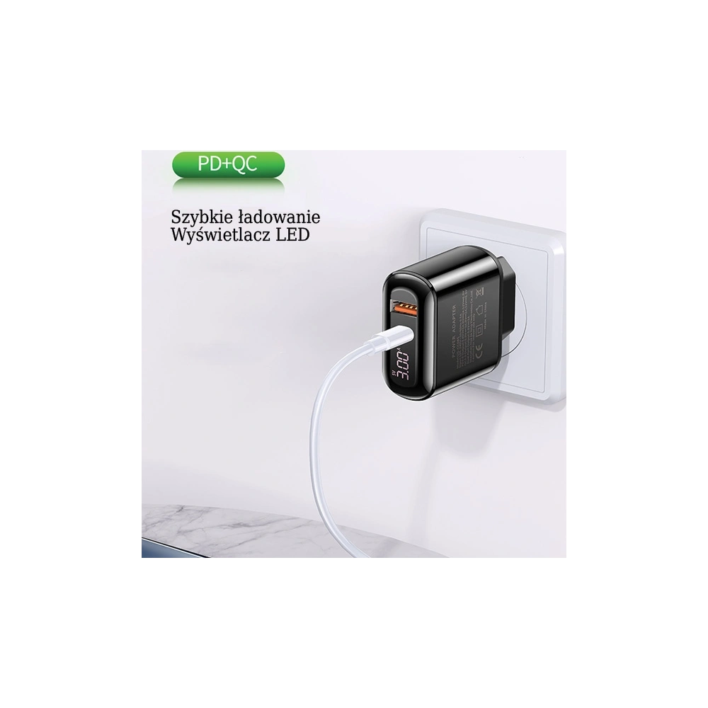 Hurtownia GSM - Ładowarka sieciowa USAMS T23 USB+USB-C 18W 3,2A QC3.0+PD3.0 Fast Charging czarny/black CC85TC01 - USA571BLK - {ean13} - Hurt