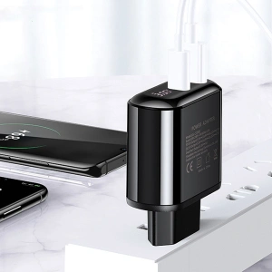 Ładowarka sieciowa USAMS T23 USB+USB-C 18W 3,2A QC3.0+PD3.0 Fast Charging czarny/black CC85TC01