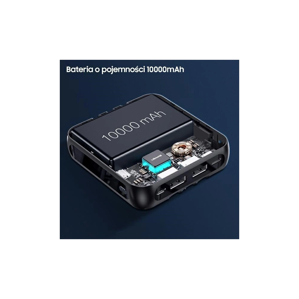 Hurtownia GSM - Powerbanka USAMS PB61 10000mAh LED + kabel USB-C/Lightning/MicroUSB černý/black 10KCD16901 - USA573BLK - {ean13} - Hurt