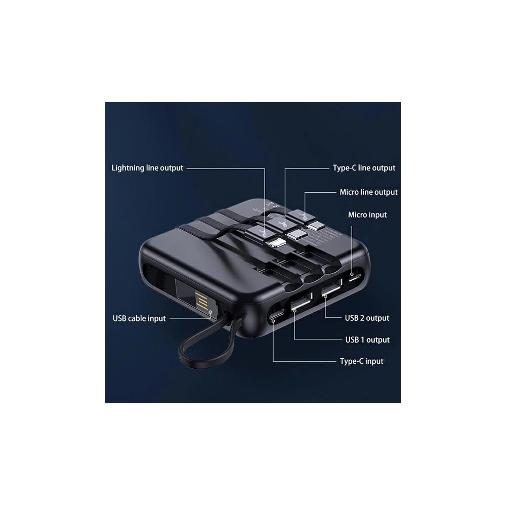Hurtownia GSM - Powerbanka USAMS PB61 10000mAh LED + kabel USB-C/Lightning/MicroUSB černý/black 10KCD16901 - USA573BLK - {ean13} - Hurt