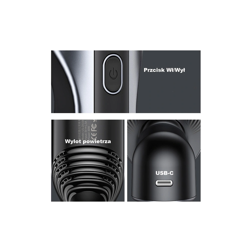 Hurtownia GSM - Mini bezdrátový vysavač USAMS 80W černý/black XCQZB10801 - USA579BLK - {ean13} - Hurt
