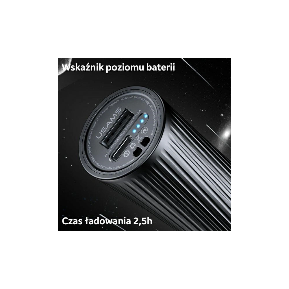 Hurtownia GSM - Powerbanka USAMS + LED svítilna 4000mAh černá/black 4KCD16601 - USA613BLK - {ean13} - Hurt